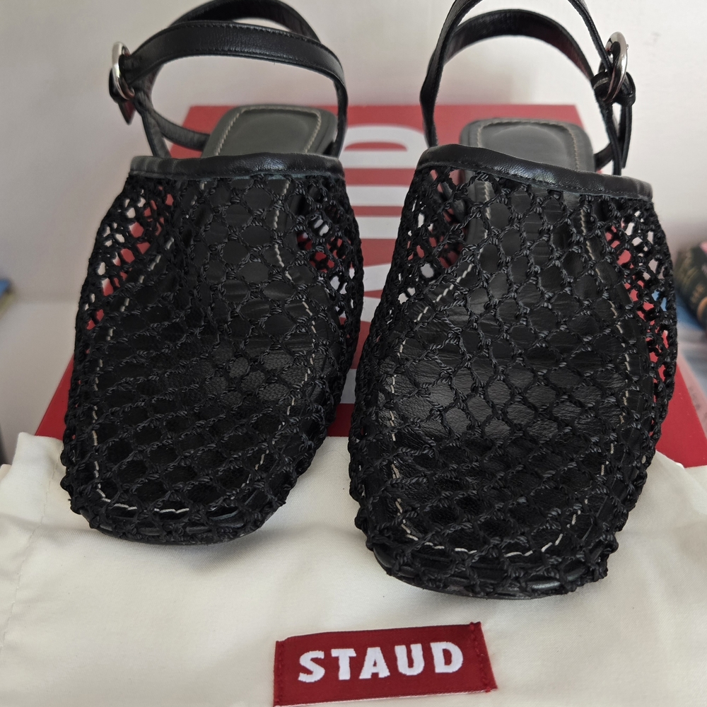 STAUD Black Woven Sandals